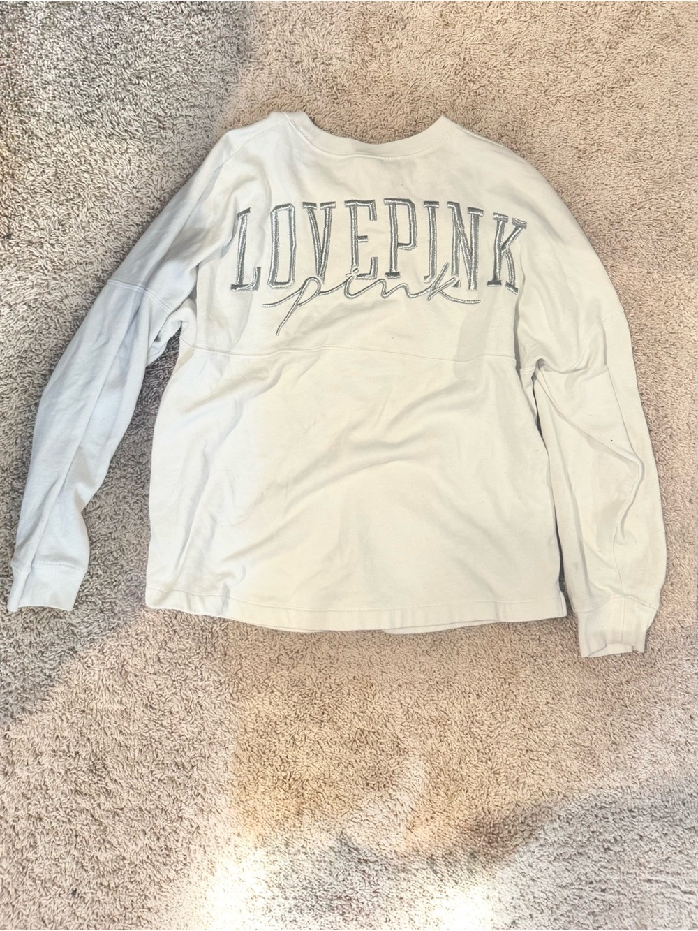Victoria’s Secret PINK White Long Sleeve Crewneck Pullover
